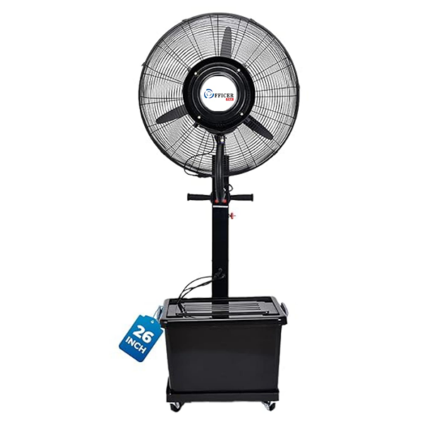 Officer 26 Inches Mist Fan | Adjustable Height up to 6.5 Feet, 100% Copper Motor, 41L Tank | 450 Sq. Ft. Coverage | Includes Assembly | 1-Year Warranty | Black